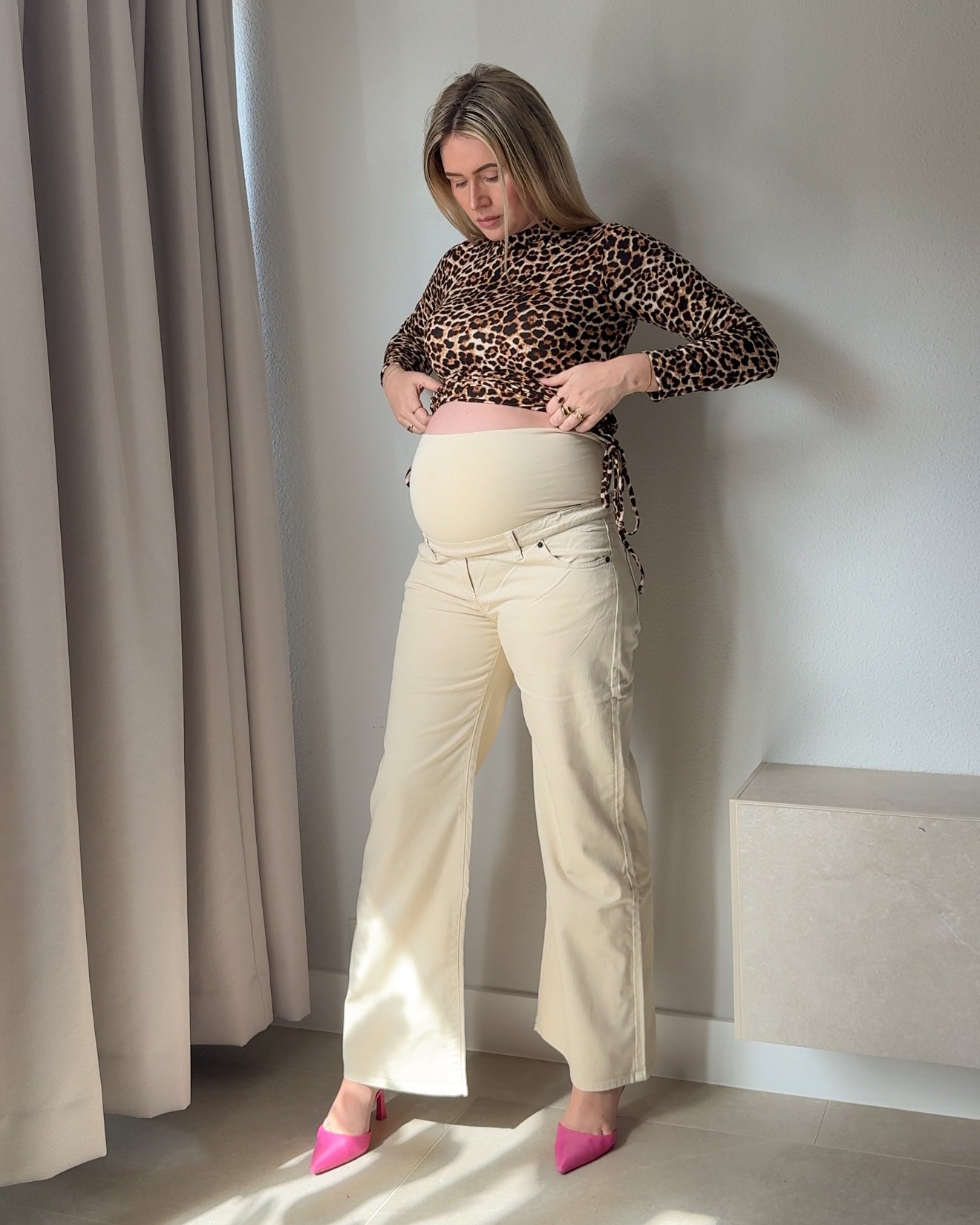 Wide Leg Zwangerschapsbroek - Cream