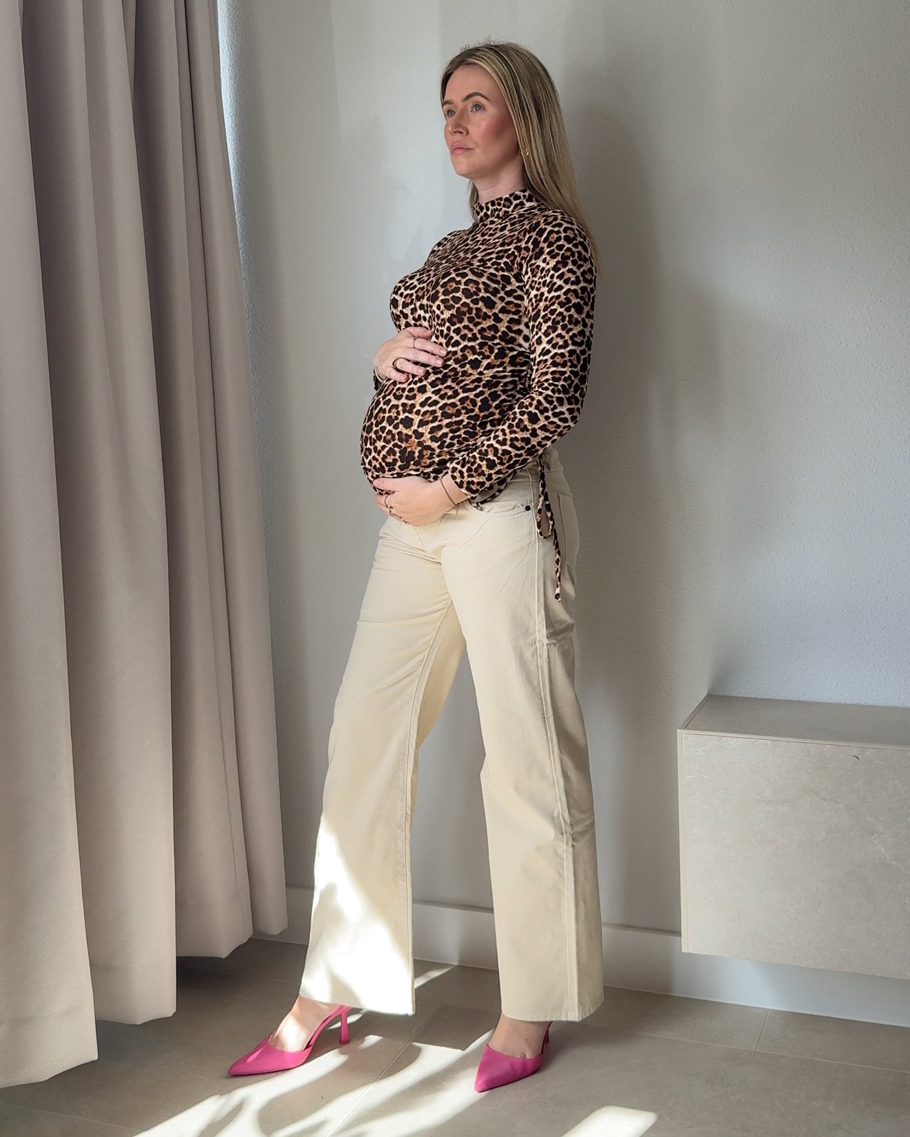 Leopard zwangerschapstop met col (verstelbaar)