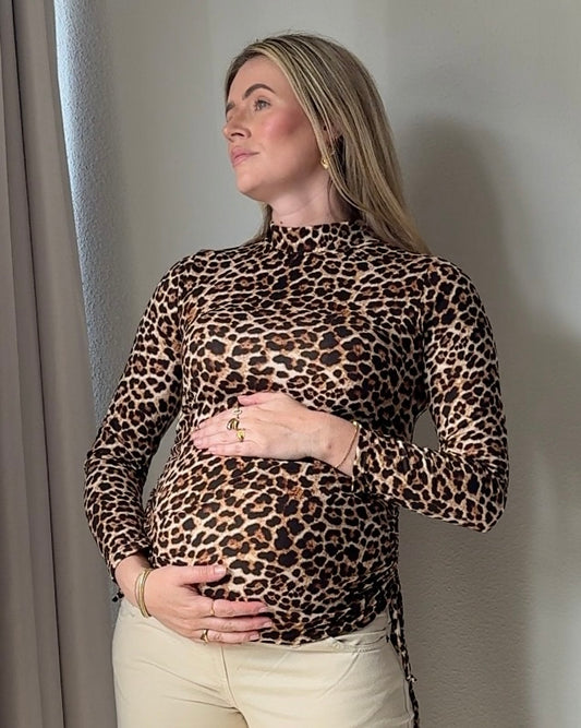 Leopard zwangerschapstop met col (verstelbaar)