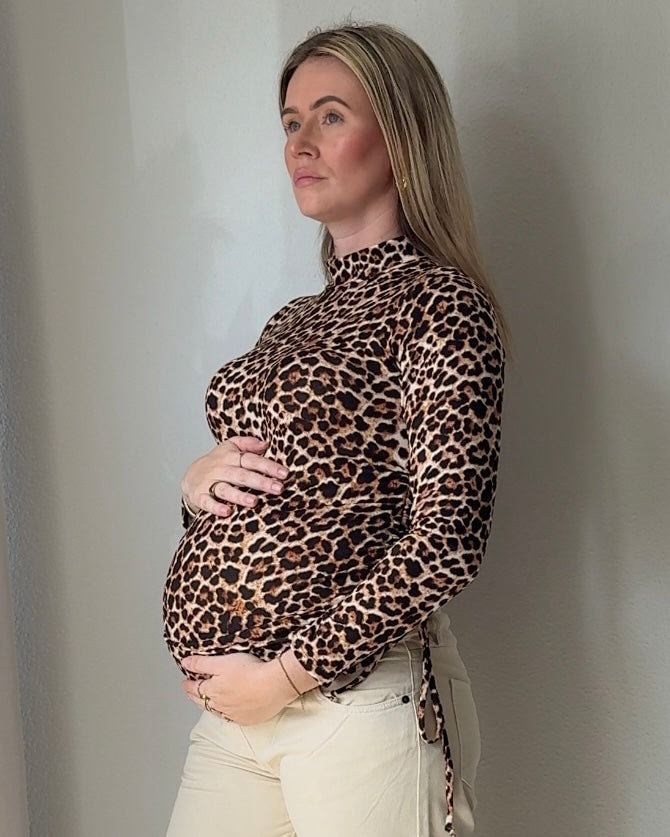 Leopard zwangerschapstop met col (verstelbaar)