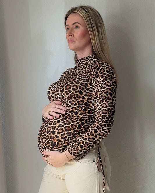Leopard zwangerschapstop met col (verstelbaar)