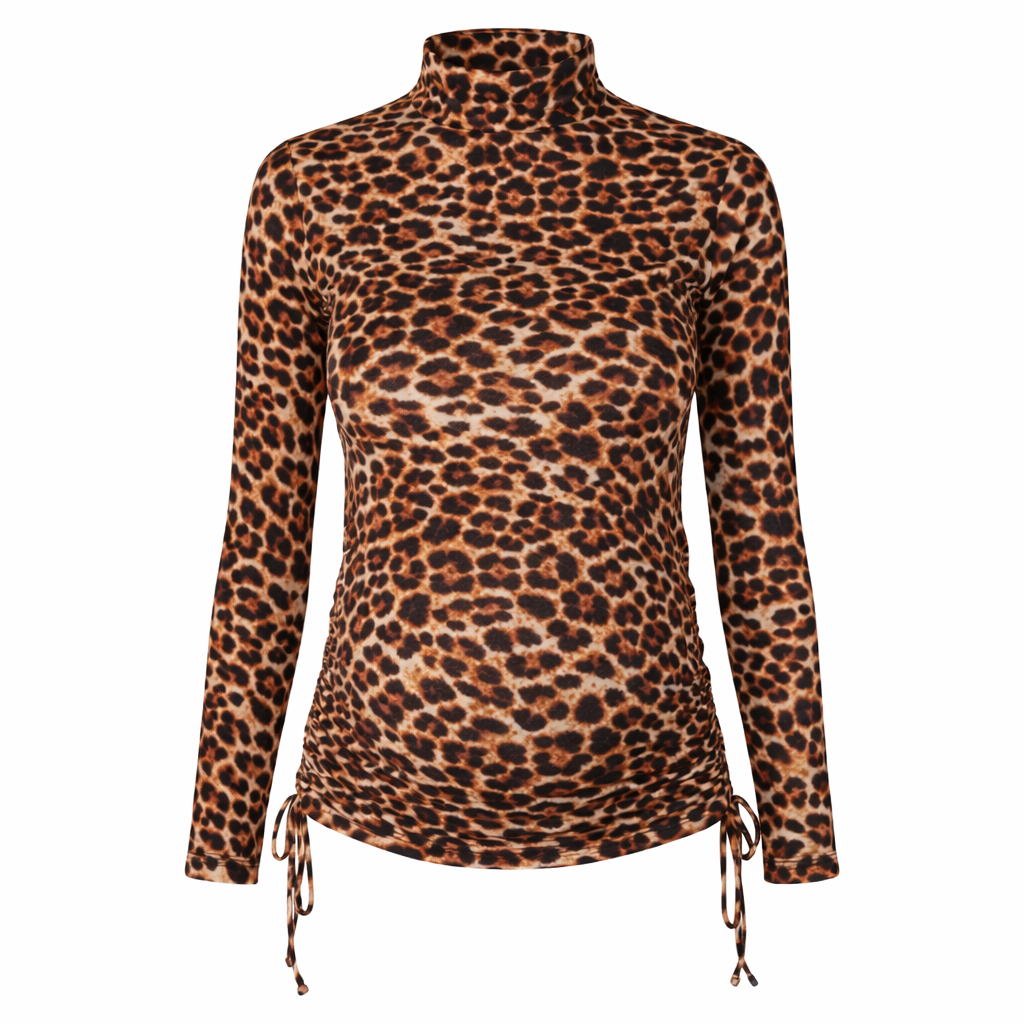 Leopard zwangerschapstop met col (verstelbaar)
